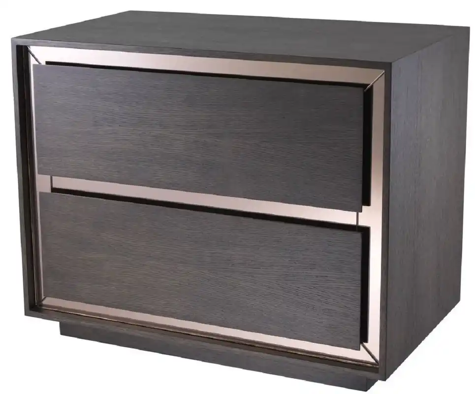 Schneller Versand Casa Padrino comodino di lusso moka / bronzo 76,5 x 46 x A. 62 cm - Tavolino con 2 cassetti e vetro a specchio - Mobili di Lusso
