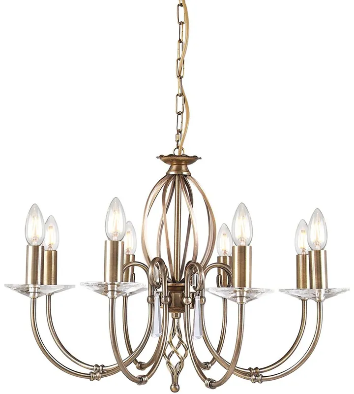 Casa Padrino lampadario barocco ottone antico Ø 65 x A. 46 cm - Elegante lampadario per soggiorno - Lampadario in stile barocco Must-Have