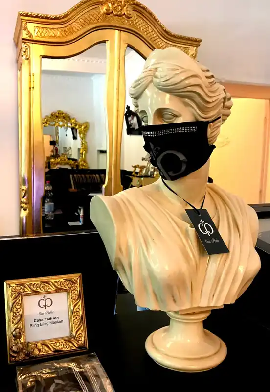 Neue Ware Maschera Bling Casa Padrino Bling Nero / Argento - Maschera CP con strass
