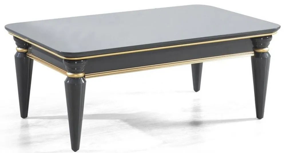 Casa Padrino tavolo soggiorno Art Déco di lusso grigio / oro 110 x 70 x A. 42 cm - Tavolo da salotto nobile in legno massello - Mobili per Soggiorno Bestpreis