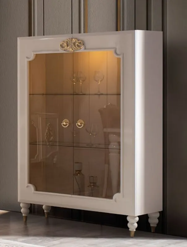 Sonderangebot Casa Padrino vetrina gabinetto barocco di lusso bianco / oro 116 x 45 x A. 170 cm - Vetrina illuminata in legno massello con 2 ante in vetro - Mobili barocchi nobili