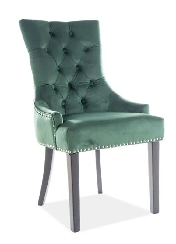 Sedia da pranzo di lusso Chesterfield di Casa Padrino verde / argento / nero - sedia da cucina con tessuto in velluto - mobili per sala da pranzo Versand Am Gleichen Tag