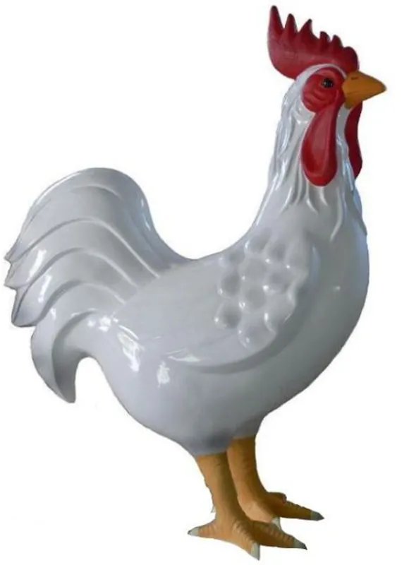 Super-Preis Casa Padrino figura decorativa da giardino gallo bianco / rosso / beige A. 180 cm - Scultura decorativa resistente alle intemperie - Scultura decorativa da giardino - Figura animale decorativa
