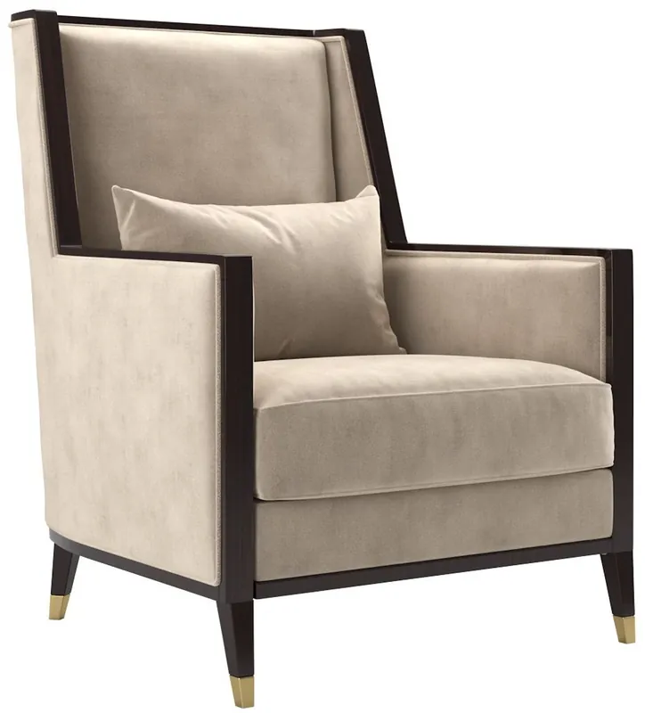 Sale Casa Padrino poltrona in velluto Art Déco di lusso beige / marrone scuro lucido / oro 75 x 75 x A. 105 cm - Nobile poltrona da salotto - Mobili Art Déco di Lusso