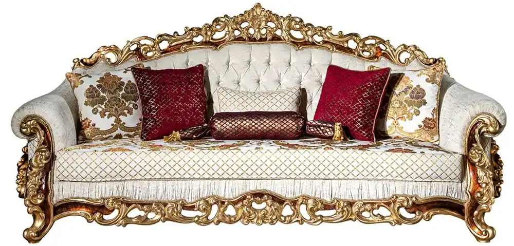 Mega-Angebot Casa Padrino divano barocco di lusso bianco / oro / marrone / oro - Divano da salotto magnifico con cuscini decorativi - Mobili Barocchi