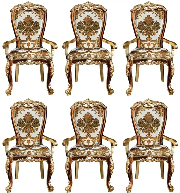 Sonderangebot Casa Padrino set sedia da pranzo barocco di lusso con braccioli e motivo elegante 57 x 54 x A. 115 cm - Set da 6 sedie da cucina nobili in stile barocco - Mobili per sala da pranzo barocco