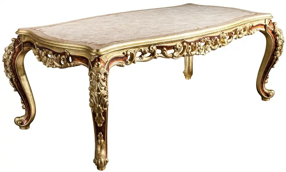 Direkt Vom Hersteller Casa Padrino tavolo da pranzo barocco di lusso crema / beige / marrone / oro 210 x 110 x A. 85 cm - Tavolo da pranzo in legno massello magnifico - Mobili per sala da pranzo in stile barocco