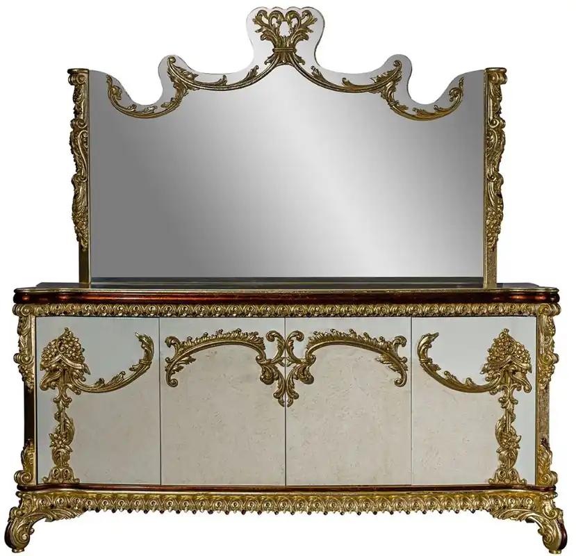Angebot Casa Padrino set di mobili barocchi di lusso credenza con specchio - Armadio in legno massello decorato con specchio a parete - Mobili nobili in stile barocco - Qualità di Lusso