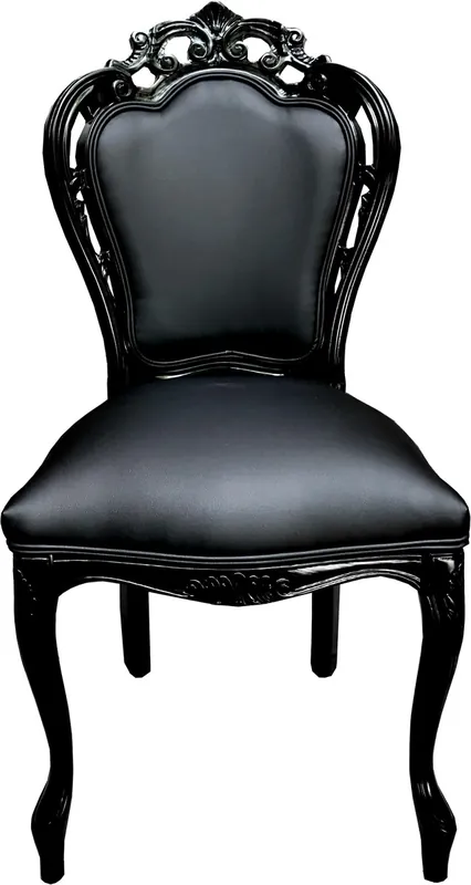 Casa Padrino sedia per sala da pranzo barocca di lusso in similpelle nera / nera - sedia di design - qualità di lusso Geprüft