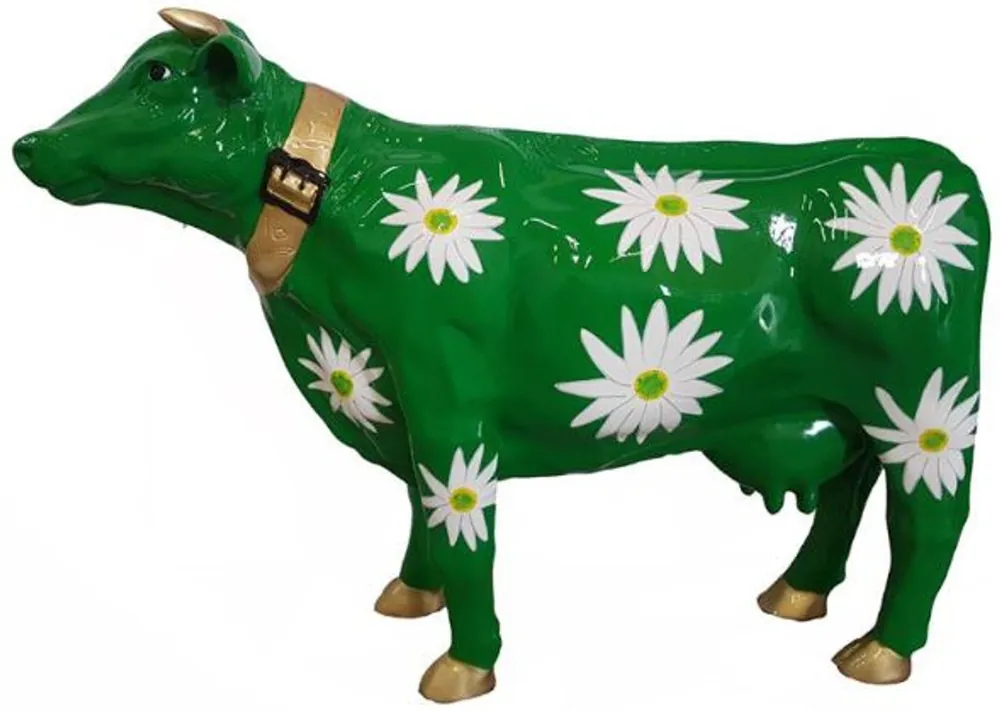 Sale Casa Padrino figura decorativa di design mucca con disegno floreale verde / bianco / oro 104 x A. 67 cm - Scultura decorativa - Figura di animale resistente alle intemperie