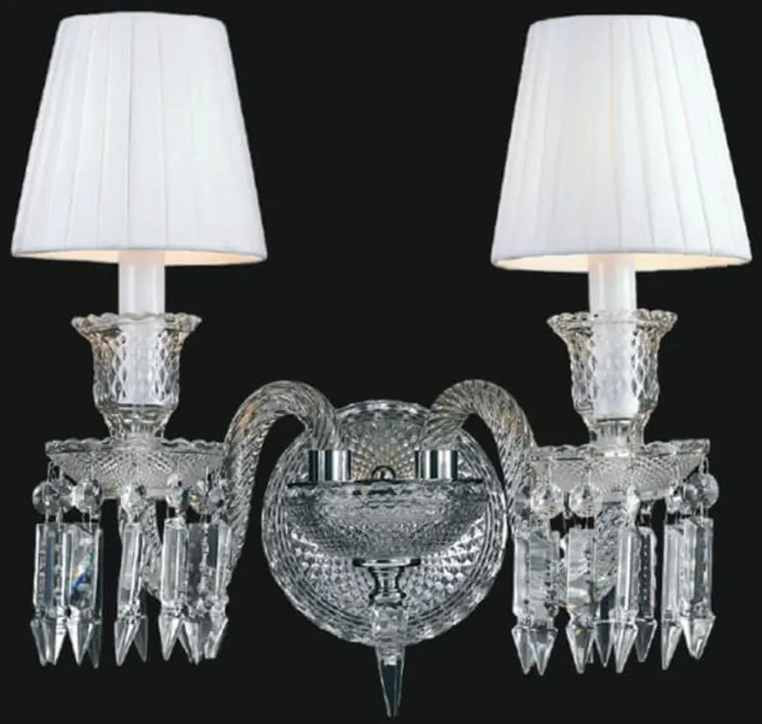 Jetzt Bestellen Casa Padrino lampada da parete doppia barocco di lusso in cristallo argento / bianco 42 x A. 42 cm - Magnifico lampada da parete in stile barocco