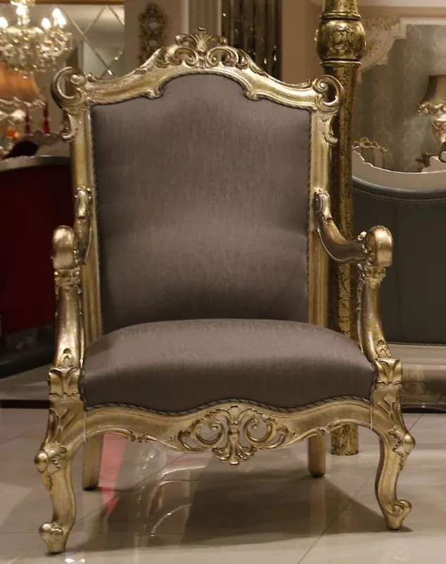 Casa Padrino poltrona barocco di lusso grigio / oro 80 x 70 x A. 125 cm - Magnifico poltrona da soggiorno in legno massello - Mobile da soggiorno barocco Jetzt Bestellen