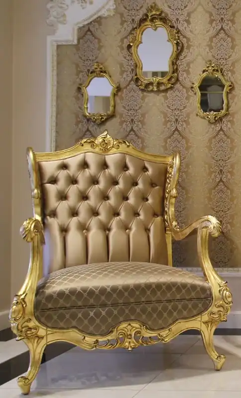 Kracherpreis Casa Padrino poltrona barocco di lusso marrone / oro 85 x 80 x A. 113 cm - Magnifico poltrona da soggiorno con tessuto di raso fine - Noble & Magnifico
