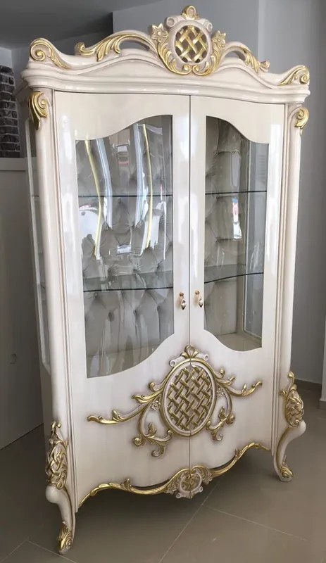 Angebot Casa Padrino vetrina barocco di lusso bianco / oro 130 x 50 x H. 222 cm - Magnifico vetrina gabinetto con 2 ante in vetro e 2 ripiani in vetro - Mobili Barocchi