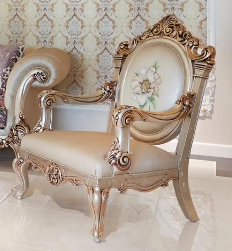 Casa Padrino poltrona barocco di lusso beige / rame 85 x 85 x A. 120 cm - Magnifico poltrona da soggiorno con nobile motivo floreale - Mobili da soggiorno barocco Billig