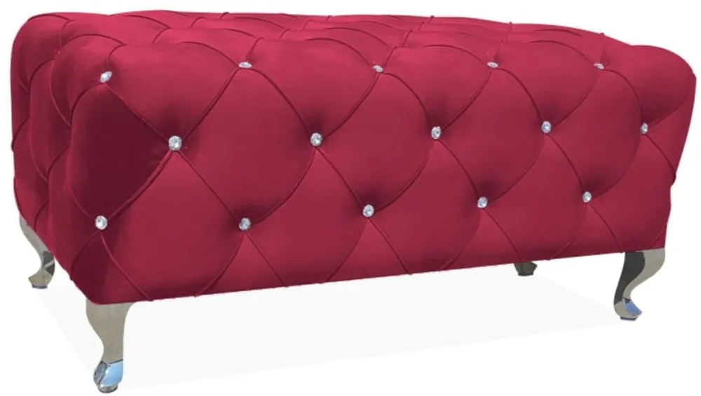 Casa Padrino Panca Barocco 100 x 50 x A. 46 cm - Vari Colori - Panca Imbottita con Strass e Gambe in Acciaio Inossidabile - Mobili Barocchi Abverkauf