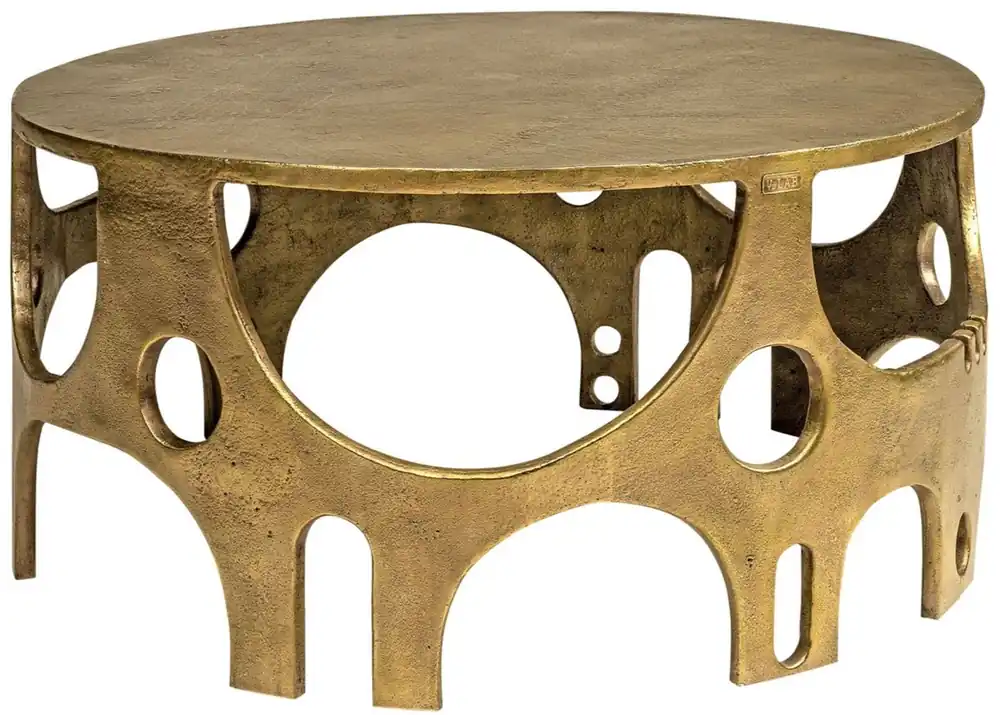 Rabatt Casa Padrino tavolo da soggiorno di design in alluminio bronzo Ø 70,5 x A. 34 cm - Tavolino da caffè rotondo - Mobili soggiorno - Collezione di Lusso