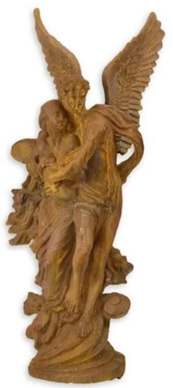Geprüft Casa Padrino Figura Decorazione da Giardino Art Nouveau Angelo Ruggine A. 122 cm - Scultura Decorazione da Giardino e Terrazza - Figura di Angelo in Ghisa - Accessori Decorazione