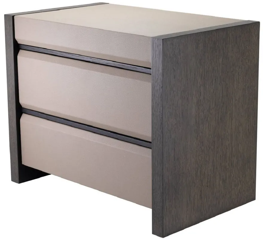 Neu Im Sortiment Casa Padrino comodino di lusso grigio / moka 76 x 46 x A. 61,5 cm - Tavolino con 2 cassetti e effetto pelle - Mobili camera da letto di lusso