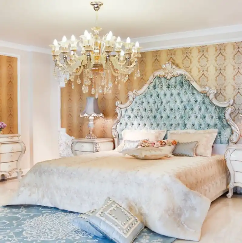 Direkt Vom Hersteller Casa Padrino letto matrimoniale barocco di lusso verde / crema / oro 230 x 200 x A. 220 cm - Letto nobile in legno massello con testiera - Magnifico mobili per camera da letto in stile barocco