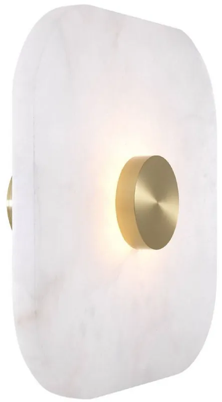 Casa Padrino lampada da parete a LED di lusso alabastro / ottone lucido 35 x 14,5 x A. 35 cm - Applique da parete dimmerabile con paralume quadrato in alabastro - Collezione di Lusso Markenware