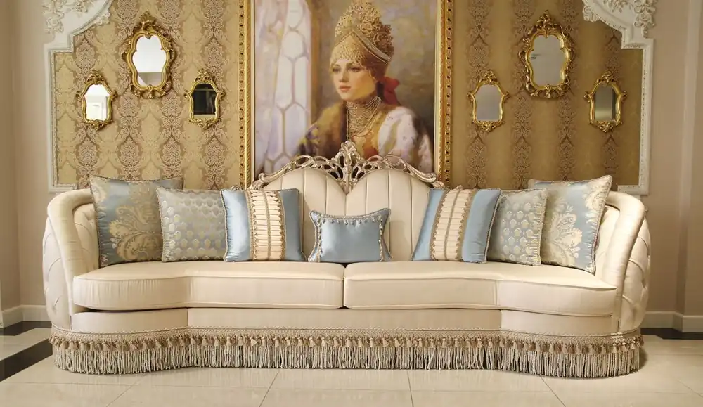 Casa Padrino divano barocco di lusso beige / argento 300 x 95 x A. 115 cm - Divano in stile barocco magnifico - Mobili da soggiorno barocchi nobili Aktuell