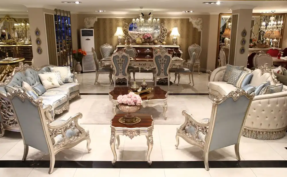 Casa Padrino set da soggiorno barocco di lusso - 2 Divani e 2 Poltrone e 1 Tavolo da Salotto e 2 Tavolini - Mobili da soggiorno in stile barocco - Nobile e Magnifico Neu