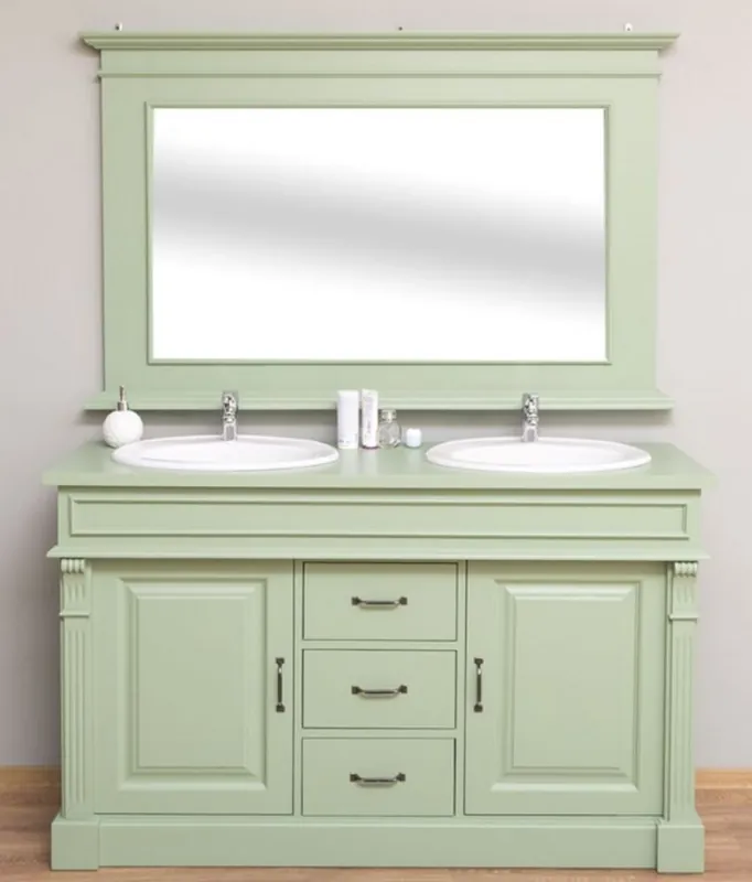 Casa Padrino set da bagno stile country verde chiaro - 1 Mobile Lavello Doppio e 1 Specchio a Muro - Mobili da Bagno in Stile Country Neu Im Sortiment