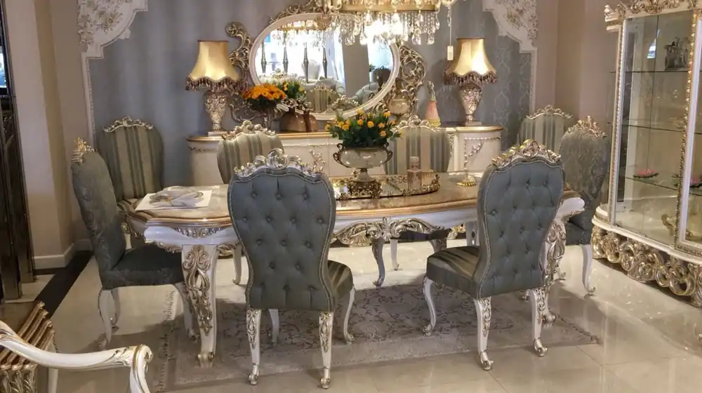 Casa Padrino set da pranzo barocco di lusso - 1 Tavolo da Pranzo e 8 Sedie da Pranzo - Mobili per sala da pranzo barocchi - Qualità di Lusso - Nobile e Magnifico Billig