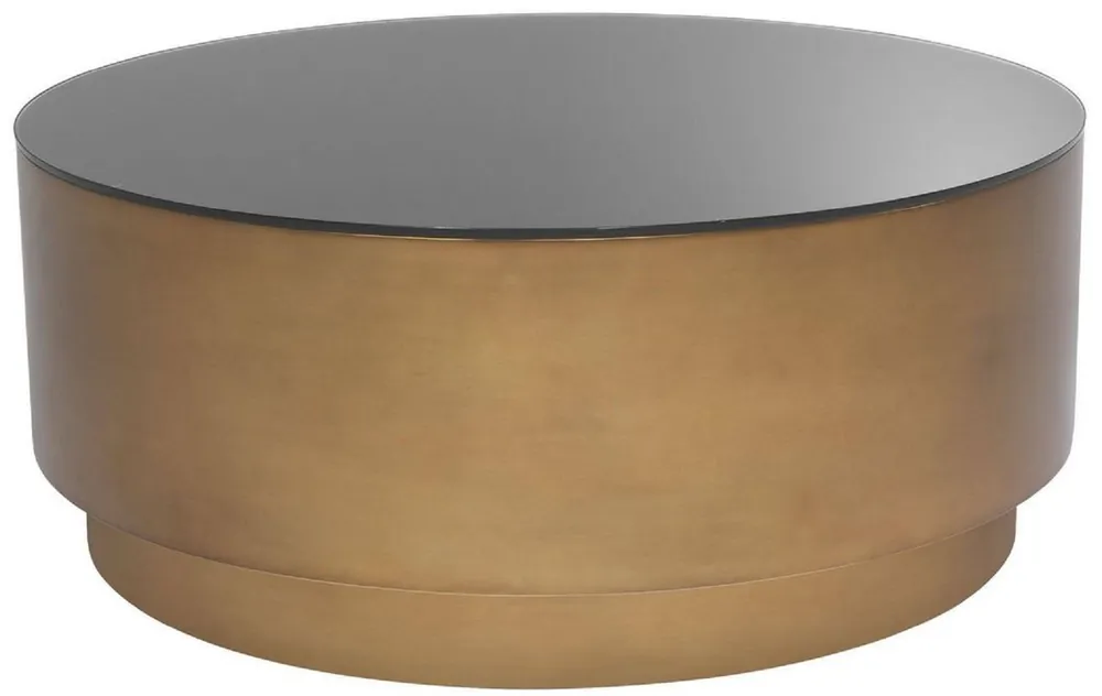 Casa Padrino tavolo da salotto di lusso ottone antico Ø 100 x A. 41 cm - Tavolo da soggiorno rotondo in acciaio con piano in vetro - Mobili soggiorno - Mobili di Lusso Letzte Chance