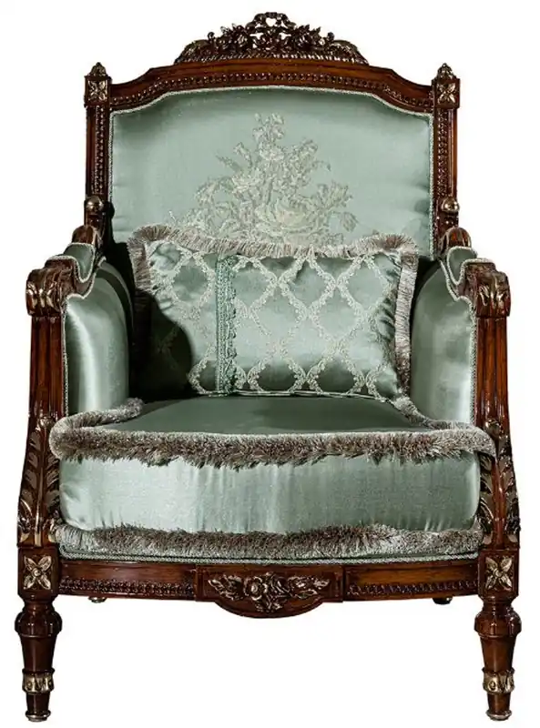 Beliebt Casa Padrino poltrona barocco di lusso verde chiaro / marrone 80 x 90 x A. 119 cm - Poltrona da soggiorno con cuscino decorativo - Mobili Barocchi