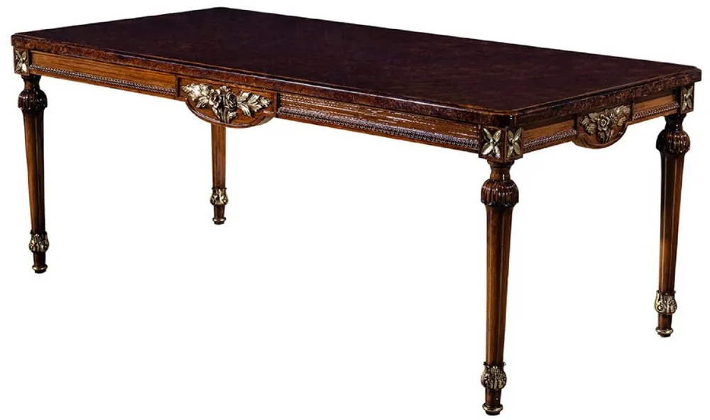Casa Padrino tavolo da pranzo barocco di lusso marrone 194 x 94 x A. 77 cm - Tavolo da pranzo in legno massello - Tavolo da cucina - Mobili da pranzo in stile barocco Beliebt