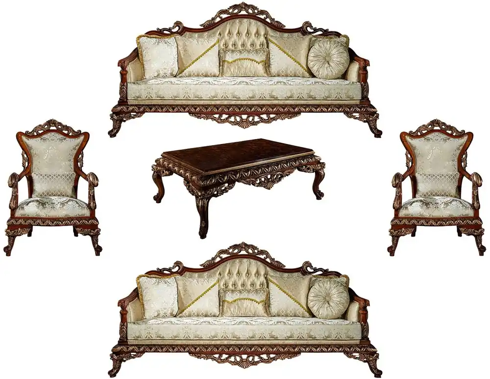 Günstig Casa Padrino set da soggiorno barocco di lusso oro / marrone / bronzo - 2 Divani e 2 Poltrone e 1 Tavolo da Salotto - Mobili da soggiorno in stile barocco - Nobile e Magnifico