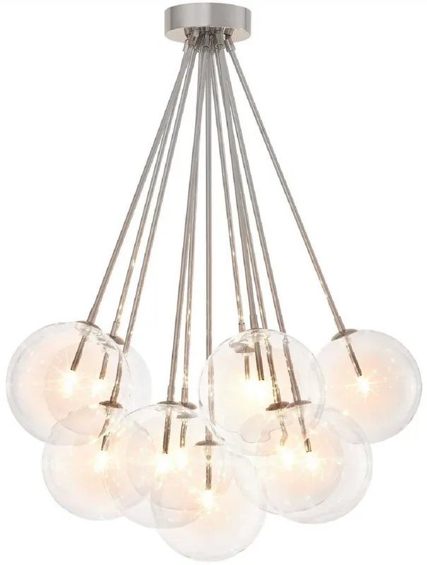 Wochenendangebot Casa Padrino lampada di copertura alogena di lusso argento Ø 66 x A. 94,5 cm - Lampada di copertura dimmerabile con paralumi rotondi in vetro - Qualità di Lusso