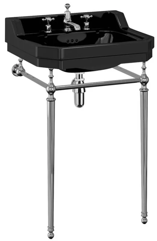 Sichere Zahlung Casa Padrino Lavabo Art Nouveau di Lusso Nero / Argento 56 x 47 x A. 90 cm - Lavabo 3 Fori in Porcellana con Base - Mobili Bagno