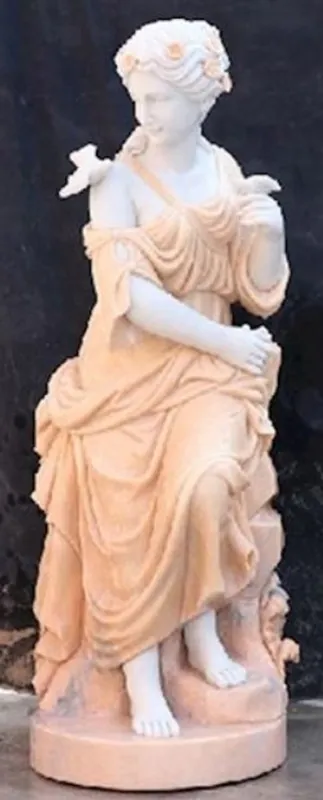 Neue Kollektion Casa Padrino scultura in marmo decorazione Art Nouveau signora seduta bianco / beige 50 x 50 x A. 130 cm - Statua decorazione giardino - Figura decorazione terrazza