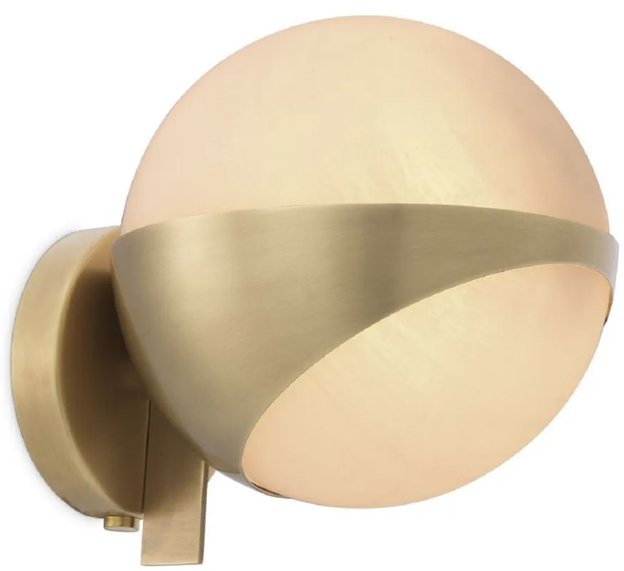 Solange Der Vorrat Reicht Casa Padrino lampada da parete di lusso ottone antico / bianco 14 x 18 x A. 19 cm - Elegante lampada da parete in metallo con paralume rotondo in vetro