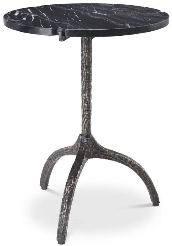 Neu Im Sortiment Casa Padrino tavolino di lusso bronzo / nero Ø 45 x A. 58,5 cm - Tavolo in ottone con piano in marmo - Mobili soggiorno - Mobili di Lusso
