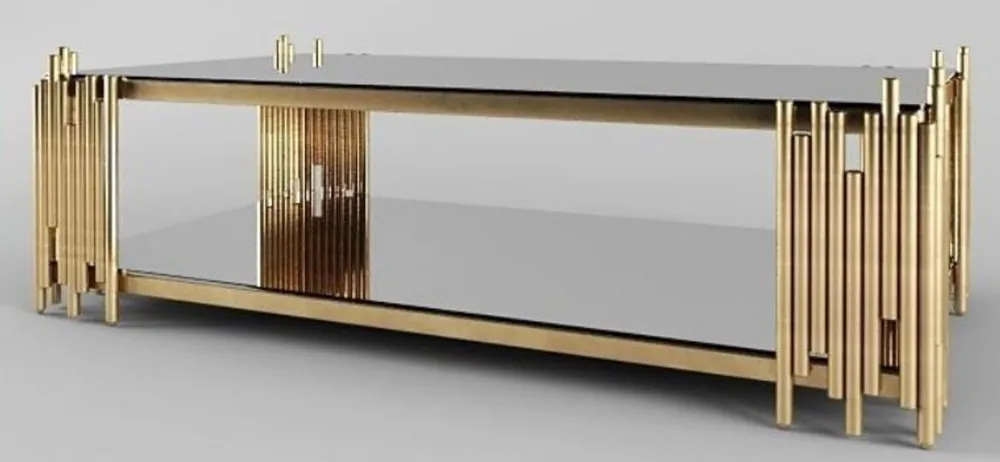 Casa Padrino tavolo da salotto di design oro 100 x 60 x A. 45 cm - Tavolo da soggiorno rettangolare con lastre di vetro - Mobili da soggiorno di lusso Neu