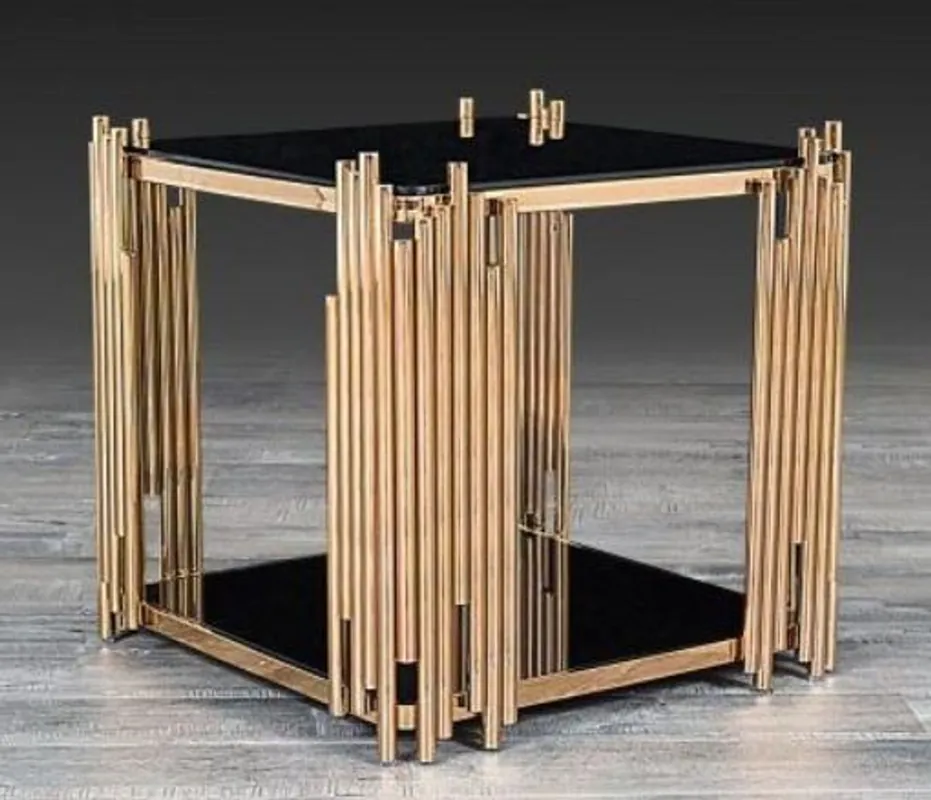 Top-Angebot Casa Padrino tavolino di design oro 48 x 48 x A. 50 cm - Tavolino quadrato con lastre di vetro - Mobili da soggiorno di lusso