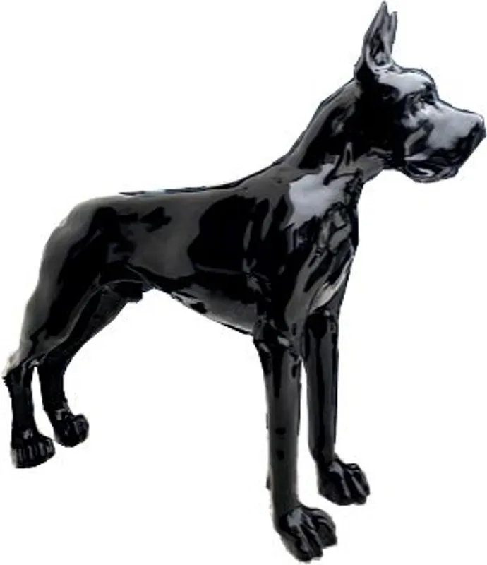 Casa Padrino figura decorativa di design cane Mastino Tedesco nero 125 x A. 110 cm - Scultura decorativa a grandezza naturale - Figura animale resistente agli agenti atmosferici Heißes Angebot