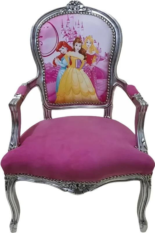 Casa Padrino poltrona da salotto barocca principessa rosa / argento - mobili barocchi Neu
