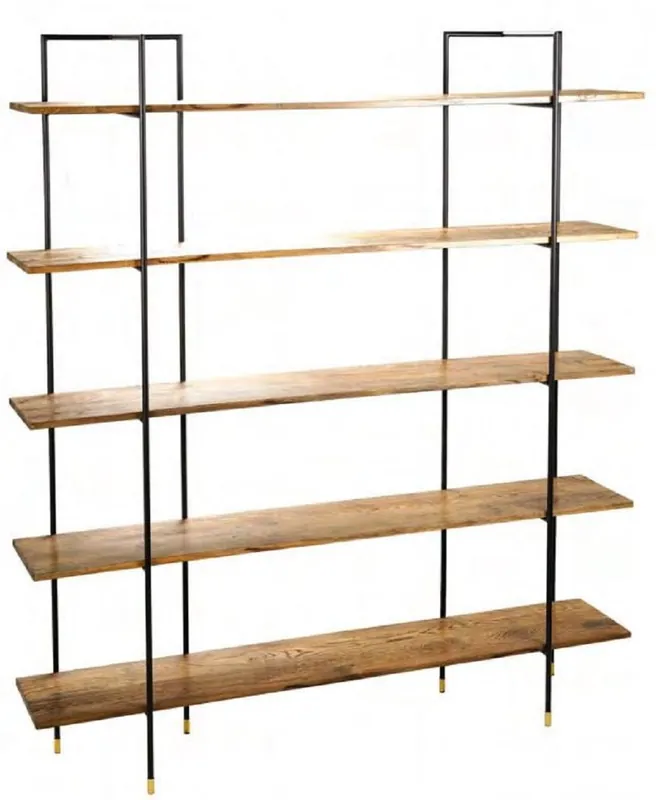 Casa Padrino cabinet mensola di lusso marrone / nero / ottone 180 x 38,2 x A. 201,6 cm - Armadio Soggiorno - Armadio Ufficio - Mobili di Lusso Solange Der Vorrat Reicht