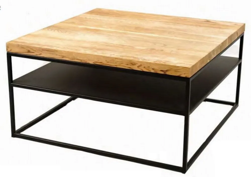 Casa Padrino tavolo da salotto di lusso naturale / nero 80 x 80 x A. 40 cm - Tavolo da soggiorno moderno con piano in legno massello - Mobili da soggiorno di lusso Solange Der Vorrat Reicht