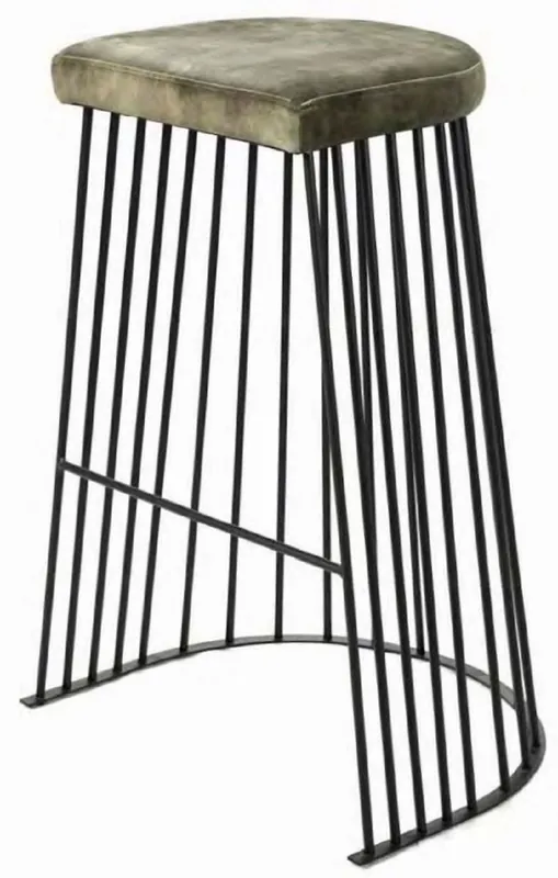 Casa Padrino sgabello da bar di lusso verde / nero 70 x 60 x A. 74 cm - Sedia da bar moderno imbottito in metallo - Mobili da Bar Garantierte Lieferung