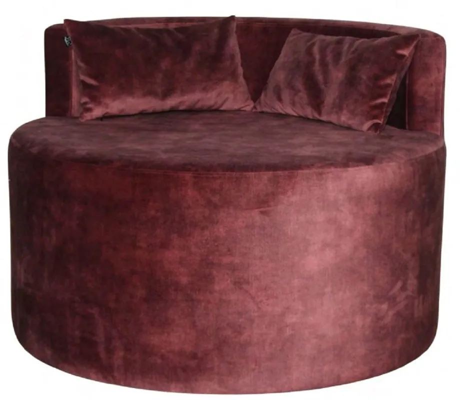 Garantierte Lieferung Casa Padrino poltrona di lusso rosso vino Ø 90 x A. 65 cm - Poltrona da soggiorno rotonda - Poltrona Hotel - Mobili di Lusso