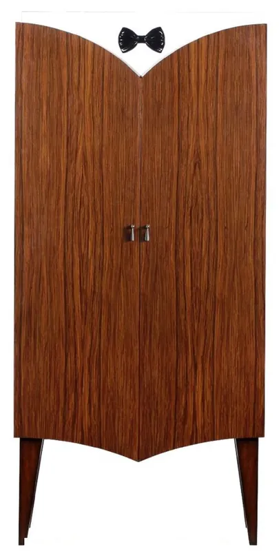 Ausverkauf Casa Padrino armadio bar Art Déco di lusso marrone / bianco / nero 80 x 45 x A. 170 cm - Armadio per vino in legno massello - Mobili Bar - Mobili Hotel - Qualità di Lusso