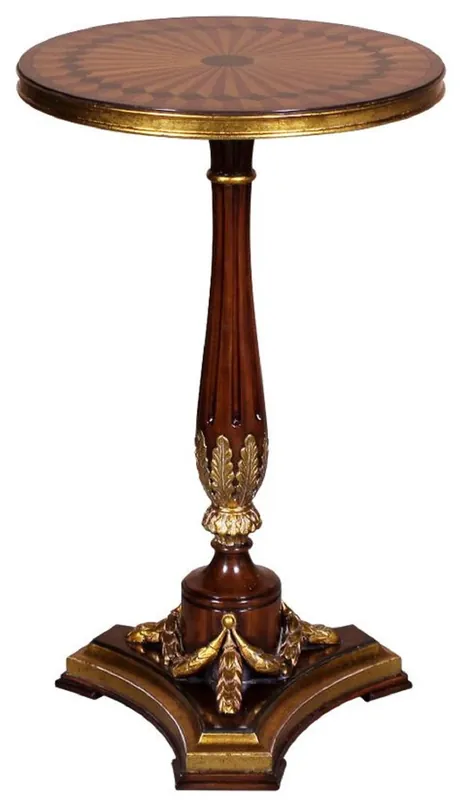 Casa Padrino tavolino barocco di lusso marrone / oro Ø 40 x A. 65 cm - Tavolo rotondo in mogano in stile barocco - Mobili Barocchi Knallerangebot