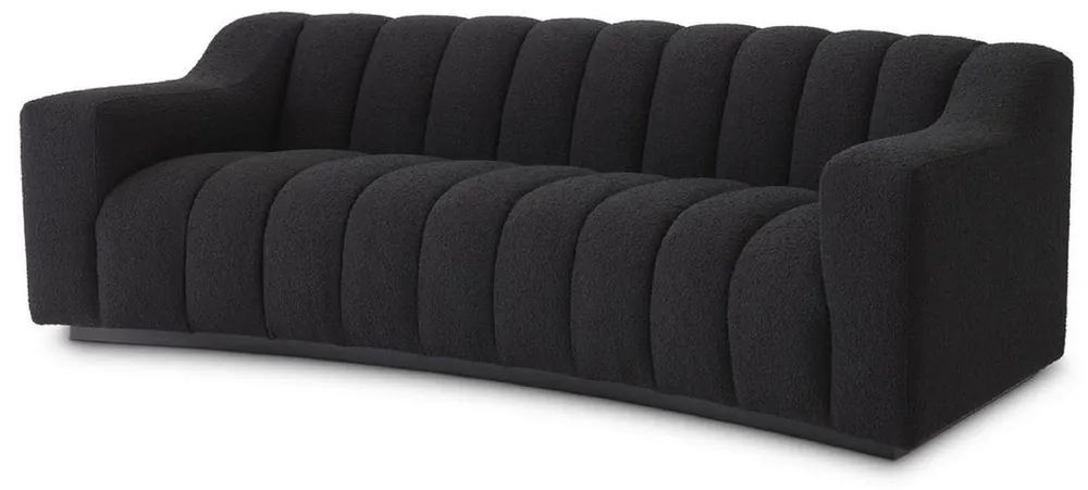 Casa Padrino divano di lusso nero 234 x 96 x A. 76,5 cm - Divano da soggiorno leggermente curvo - Divano Hotel - Qualità di Lusso Finale Aktion