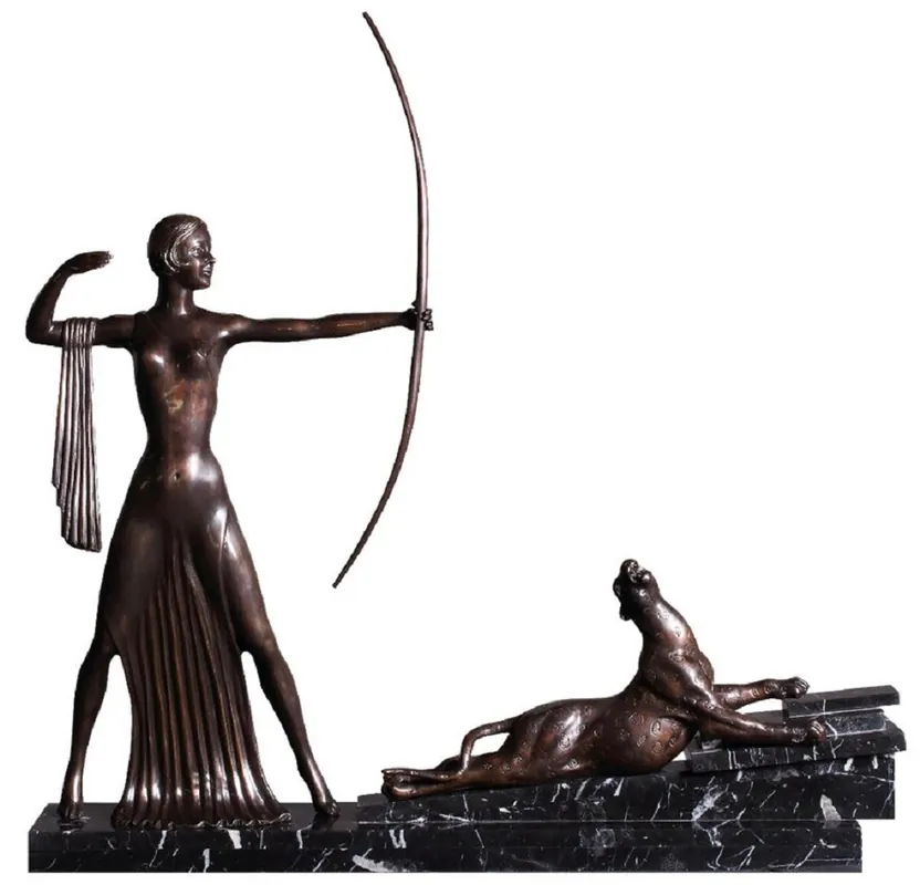 Meistverkauft Casa Padrino scultura di lusso in bronzo decorazione signora con fiocco e tigre bronzo / nero 85 x 13 x A. 82 cm - Accessori Decorativi di Lusso